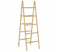 Double Bamboo Towel Ladder 50 x 160 cm with Five Rungs on Both Sides Freestanding for Bathroom, Shower, Guest Room, Kitchen, Sauna for Storing and Drying Towels