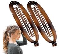 Double Banana Clip - 3x15.5x2.5cm Acrylic Hair, Lightweight Non Slip Ponytail Holder, Sturdy Strong Hold -Fashion -Accessory | Women Girls Curly Thick Thin Hair Daily Office Reiseve