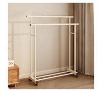 Double Bar Clothing Rack with Wheels Steel Garment Hanger for Bedroom Living Room Entryway - Portable 120cm/47.2in White Coat Stand