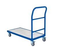 Double Bar End Platform Truck; 1000 x 700 x 810; Castors; Blue/Veneer