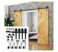 Double Barn Door Hardware Kit,Complete Sliding Set,Slide Smoothly Quietly,for Shower Rooms, Laundry,Locker(4FT Track)