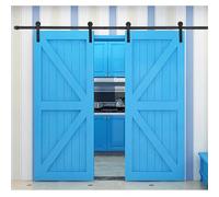 Double Barn Door Hardware Kit,Heavy Duty Sturdy Sliding,Straight Plate,for Closets,Bedrooms,Kitchens,Storage Rooms(125.9" Track)