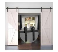 Double Barn Door Hardware Kit,Sliding Track-Smoothly and Quietly,Flexible Adjustable Fit Distance,for Dressing Rooms,Kitchens,and Lockers(9FT Track)