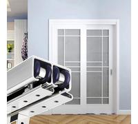 Double Barn Door Hardware Set 11ft Sliding Track Wall & Top Mount Wood Closet & Pocket Door Solution Silver Finish 4 12ft Options for Home Decor