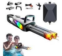 Double Barrel Gat-ling Water Gun, Electric Water Pistols with Rotating and Led Light, 32 Ft Shooting Range Achieve Continuous Waters Spraying, 400ml Large Capacity, Ip7 Waterproof (#1+Waterbag)