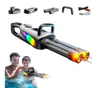 Double Barrel Gat-ling Water Gun, Electric Water Pistols with Rotating and Led Light, 32 Ft Shooting Range Achieve Continuous Waters Spraying, 400ml Large Capacity, Ip7 Waterproof (#1)