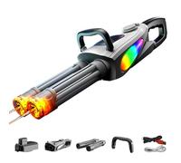 Double Barrel Gatling Water Gun, Electric Water Pistols with Rotating and LED Light, Long Battery Life, Large Capacity, Colorful Lights,Summer Swimming Pools Parties Beaches Outdoor Water Play (A)