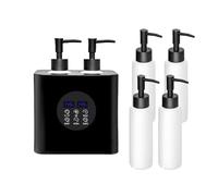 Double Base Massage Oil Warmer, Professional Lotion Warmer Cream Warmer with 4Bottles Winter Automatic Heated Body Bottle Cream Dispensers Heater for Salon, Barber Shop, Home (Black)