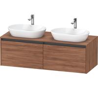 Double Basin Cabinet Duravit Ketho.2 2 drawers, anthracite handles 1400x459mm Natural Walnut K24888B79790000