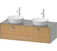 Double Basin Cabinet Duravit White Tulip 1 drawer, 2 handles 1300x408mm Naturel Oak solid/Stone Grey satin Matt WT4983BH592