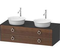 Double Basin Cabinet Duravit White Tulip 2 drawers, 4 handles 1300x408mm American walnut massive/Graphite Satin Mat WT4993B7758