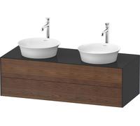 Double Basin Cabinet Duravit White Tulip 2 illuminated drawers 1300x408mm American walnut massive/Graphite Hogh Gloss WT4988B77H10010