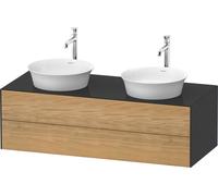 Double Basin Cabinet Duravit White Tulip 2 illuminated drawers 1300x408mm Naturel Oak solid/Graphite Hogh Gloss WT4988BH5H10010