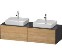 Double Basin Cabinet Duravit White Tulip 2 illuminated drawers 1600x408mm Naturel Oak solid/Graphite Hogh Gloss WT4865BH5H10010