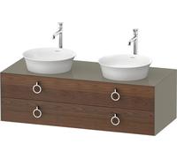 Double Basin Cabinet Duravit White Tulip 2 illuminated drawers, 4 handles 1300x408mm American walnut massive/Stone grey High Gloss WT4993B77H20010