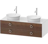 Double Basin Cabinet Duravit White Tulip 2 illuminated drawers, 4 handles 1300x408mm American walnut massive/White high gloss WT4993B77850010