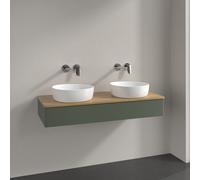 Double Basin Cabinet Villeroy and Boch Antao 1 drawer 1200x190x500mm Leaf Green Matt Lacquer/Honey Oak
