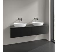 Double Basin Cabinet Villeroy and Boch Antao 2 drawers 1600x360x500mm Black Matt Laquered