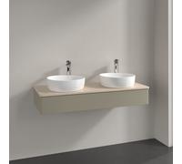 Double Basin Cabinet Villeroy and Boch Antao 2 x 1 hole, 1 drawer 1200x190x500mm Stone Grey Matt Lacquer/Boticcino