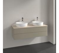 Double Basin Cabinet Villeroy and Boch Antao 2 x 1 hole, 2 drawers 1200x360x500mm Stone Grey Matt Lacquer/Boticcino