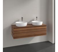 Double Basin Cabinet Villeroy and Boch Antao 2 x 1 hole, 2 drawers 1200x360x500mm Warm Walnut