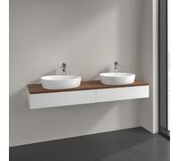 Double Basin Cabinet Villeroy and Boch Antao 2 x 1 hole, 2 long drawers 1600x190x500mm White Matt Laquered/Warm Walnut