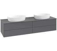 Double Basin Cabinet Villeroy and Boch Antao 2 x 1 hole, 4 drawers 1600x360x500mm Anthracite Matt Laquered