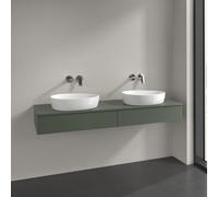 Double Basin Cabinet Villeroy and Boch Antao Light 2 long drawers 1600x190x500mm Leaf Green Matt Lacquer