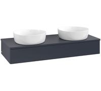 Double Basin Cabinet Villeroy and Boch Antao Light 2 x 1 hole, 1 drawer 1200x190x500mm Midnight Blue Matt Lacquer