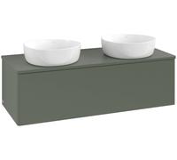 Double Basin Cabinet Villeroy and Boch Antao Light 2 x 1 hole, 1 drawer 1200x360x500mm Leaf Green Matt Lacquer