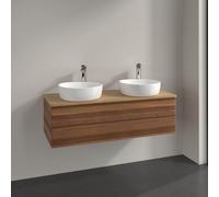 Double Basin Cabinet Villeroy and Boch Antao Light 2 x 1 hole, 2 drawers 1200x360x500mm Warm Walnut/Honey Oak