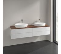 Double Basin Cabinet Villeroy and Boch Antao Light 2 x 1 hole, 4 drawers 1600x360x500mm Glossy White Laquered/Warm Walnut