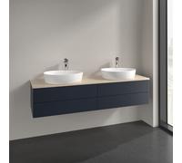 Double Basin Cabinet Villeroy and Boch Antao Light 2 x 1 hole, 4 drawers 1600x360x500mm Midnight Blue Matt Lacquer/Boticcino