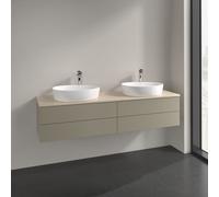 Double Basin Cabinet Villeroy and Boch Antao Light 2 x 1 hole, 4 drawers 1600x360x500mm Stone Grey Matt Lacquer/Boticcino