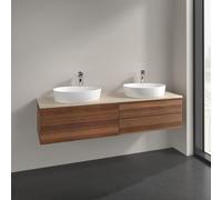Double Basin Cabinet Villeroy and Boch Antao Light 2 x 1 hole, 4 drawers 1600x360x500mm Warm Walnut/Boticcino