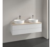 Double Basin Cabinet Villeroy and Boch Antao with Structure, 2 x 1 hole, 2 drawers 1200x360x500mm Glossy White Laquered/Boticcino