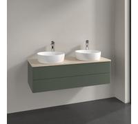 Double Basin Cabinet Villeroy and Boch Antao with Structure, 2 x 1 hole, 2 drawers 1200x360x500mm Leaf Green Matt Lacquer/Boticcino