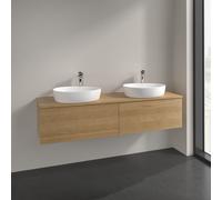Double Basin Cabinet Villeroy and Boch Antao with Structure, 2 x 1 hole, 2 drawers 1600x360x500mm Honey Oak