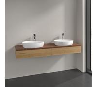 Double Basin Cabinet Villeroy and Boch Antao with Structure, 2 x 1 hole, 2 long drawers 1600x190x500mm Honey Oak/Warm Walnut