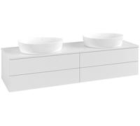 Double Basin Cabinet Villeroy and Boch Antao with Structure, 2 x 1 hole, 4 drawers 1600x360x500mm Glossy White Laquered