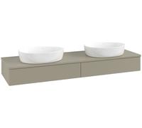 Double Basin Cabinet Villeroy and Boch Antao with Structure, Light 2 x 1 hole, 2 long drawers 1600x190x500mm Stone Grey Matt Lacquer
