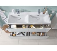 Double Basin Villeroy and Boch Subway 3.0 2 x 1 hole, With overflow, Unpolished 1300mm Alpine White