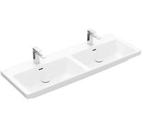 Double Basin Villeroy and Boch Subway 3.0 2 x 1 hole, Without overflow, Unpolished 1300mm Alpine White