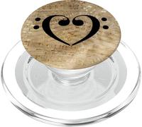 Double Bass Clef Heart Sepia Tones Sheet Music Notes Bassist PopSockets PopGrip for MagSafe