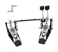 Double Bass Drum Pedals, Double Chain Drive Double Kick Drum Pedal, Foot Percussion Hardware with Adjustable Beater & Drum Key for Drum Set Electronic Drums Step on Hammer Drum Accessories