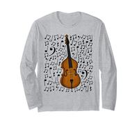 Double Bass Musical Notes Bassist Music Score, Jazz Musician Long Sleeve T-Shirt
