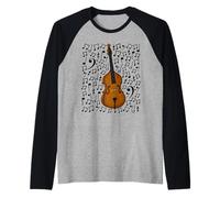 Double Bass Musical Notes Bassist Music Score, Jazz Musician Raglan Baseball Tee