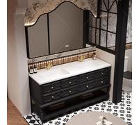 Double Bathroom Vanity with Sink and Smart Mirror Medicine Cabinet with LED Lights
