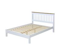 Double Bed 4ft6 Farmhouse White Solid Pine Antique Waxed Wood Headboard [EEK: N/A]