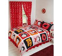 Double Bed Betty Boop Picture Perfect, Duvet/Quilt Cover Bedding Set Fully Reversible, Polka Dot Wink Hearts Pudgy Dog Lips Kiss Kicking Classic Iconic Images, Black White Red Pink Orange Yellow